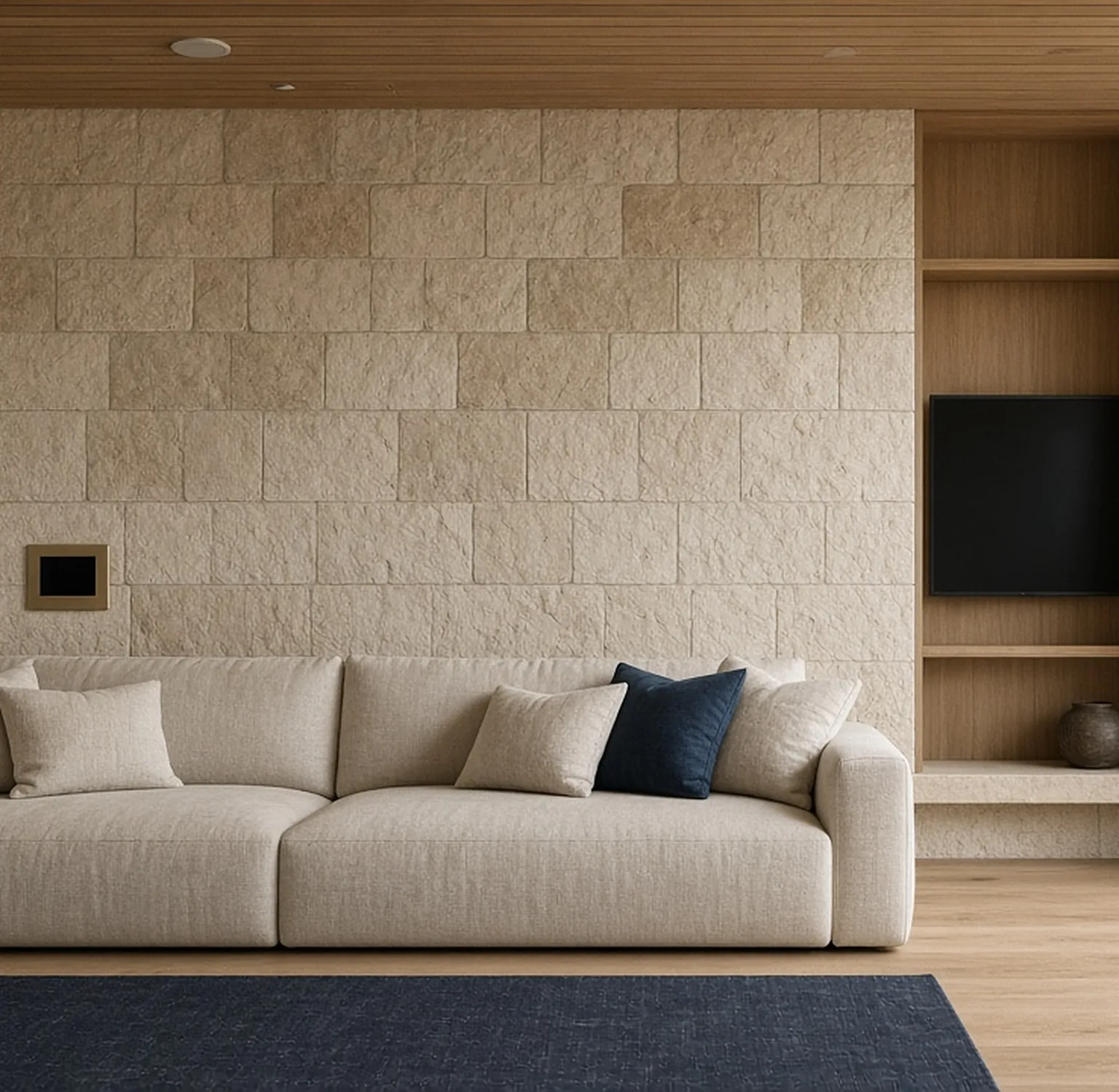 Smart technology blending into a modern residential space, tablet view (AI illustration)