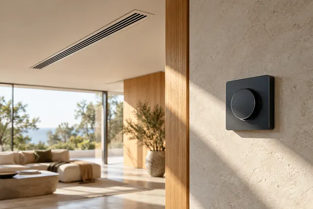 AI illustration: Wall climate control and air diffuser.